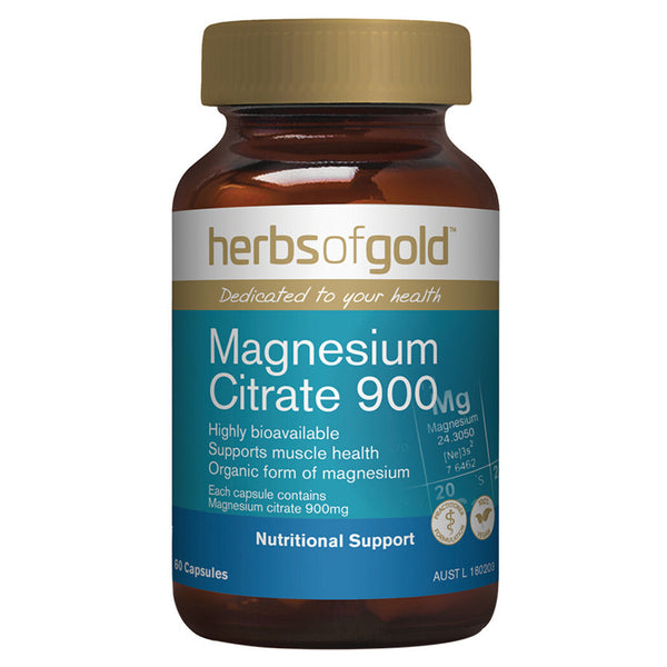 Herbs of Gold Magnesium Citrate 900 120 Vege Capsules