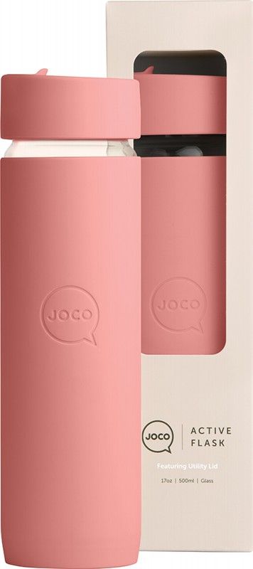 Joco Reusable Glass Active Flask Terracotta 500ml