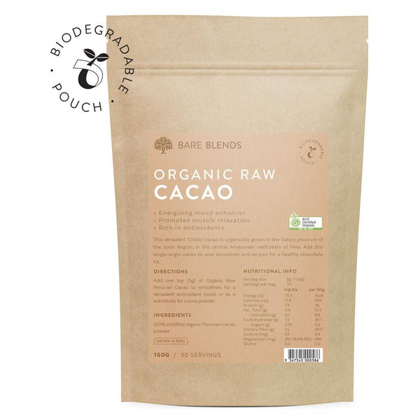 Bare Blends Organic Raw Peruvian Cacao 150g