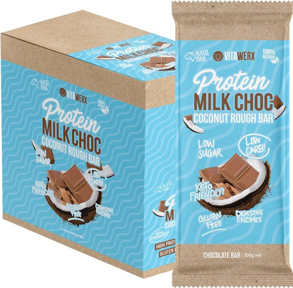 VITAWERX Protein Milk Chocolate Bar Coconut Rough 100g