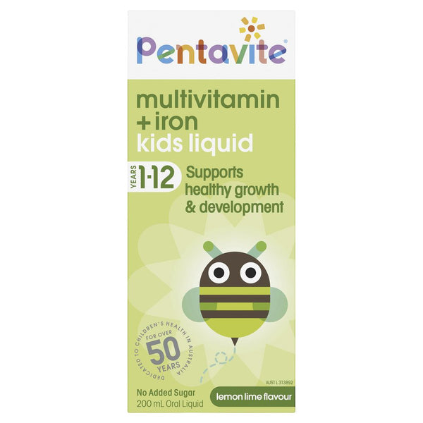 Pentavite Kids Liquid Multivitamin With Iron 200ml