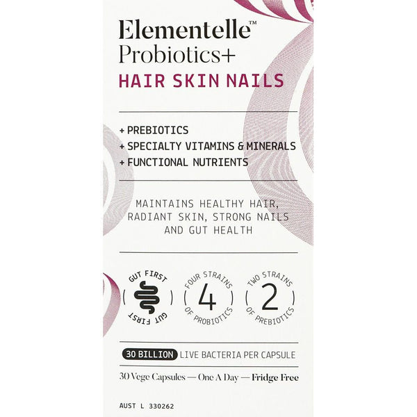 Elementelle Probiotics Hair Skin Nails 30 Capsules