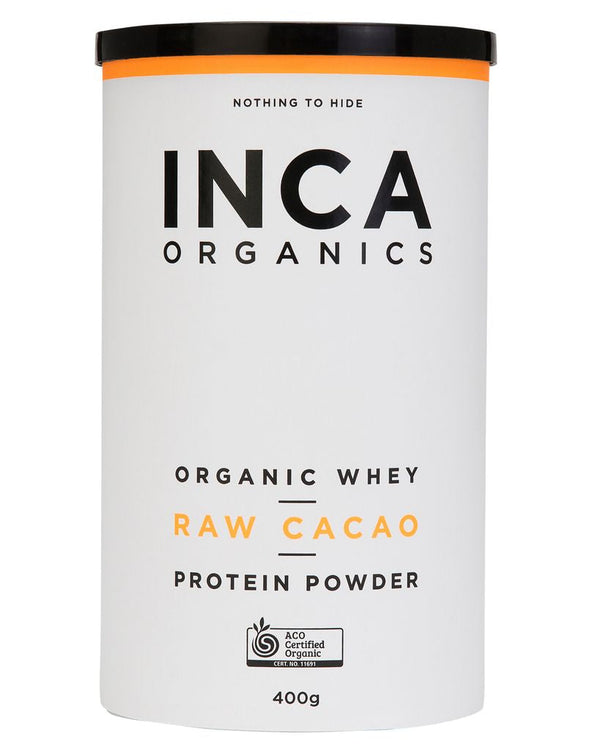 INCA Organics Organic Whey + Raw Cacao Protein Powder 400g
