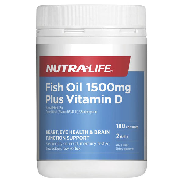 Nutra-Life Fish Oil 1500mg + Vitamin D 180C