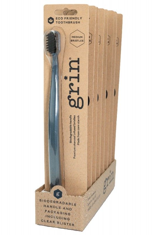 grin Biodegradable Toothbrush Medium Navy Blue