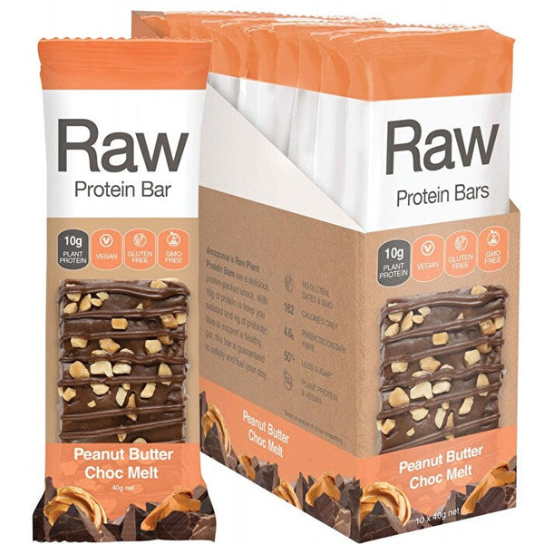 Amazonia Raw Protein Bar Peanut Butter Choc Melt 40g x 10 Display