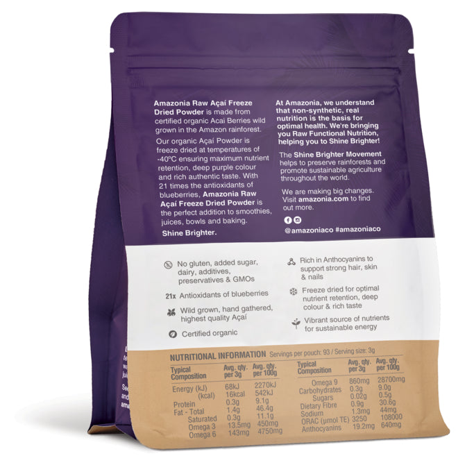 Amazonia Raw Acai Berry Freeze Dried Powder 145g – Fresh Beauty Co. New ...