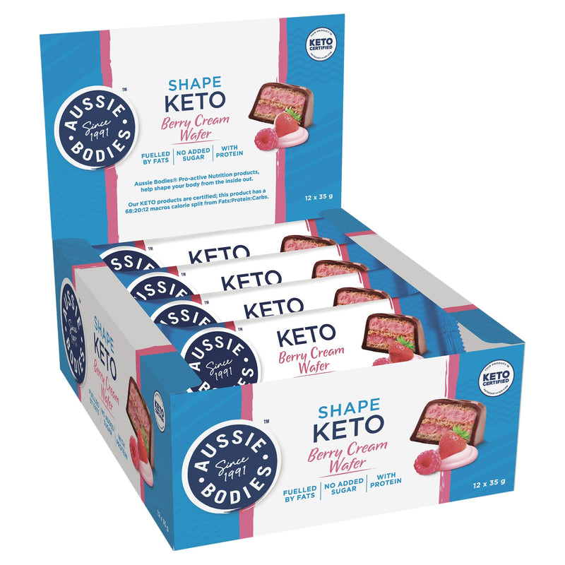 Aussie Bodies Keto Wafer Berry Cream 35g x 12