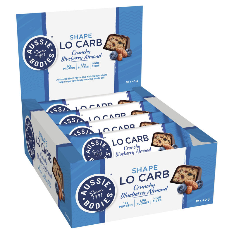 Aussie Bodies Lo Carb Crunchy Blueberry Almond 40g x 12