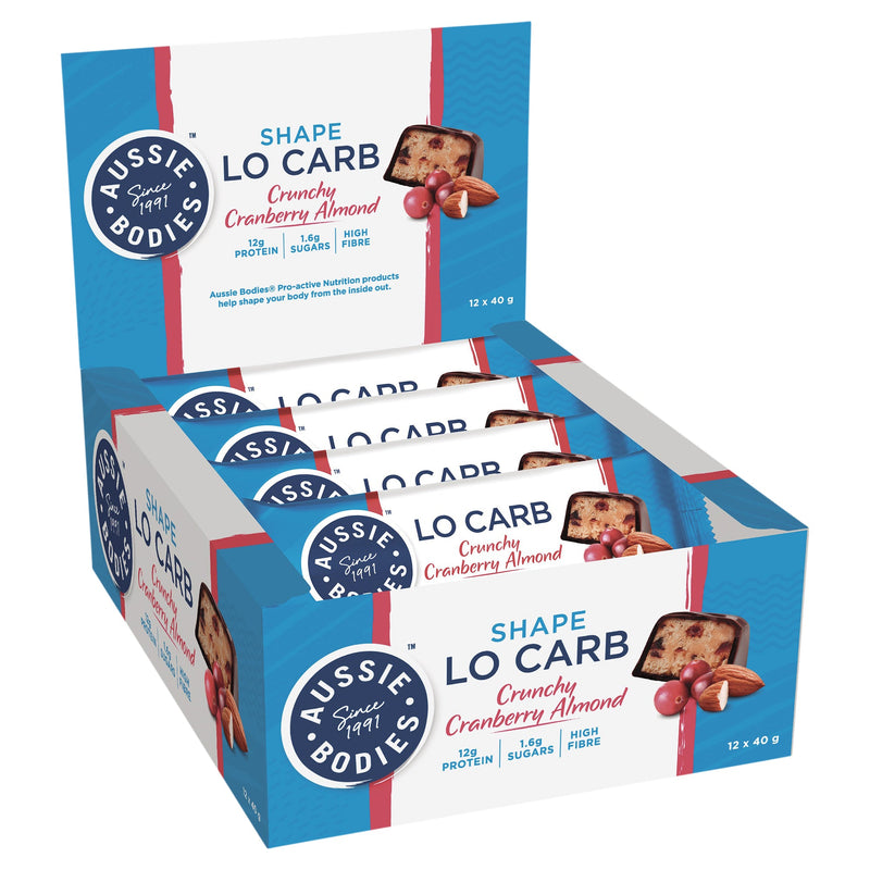 Aussie Bodies Lo Carb Crunchy Cranberry Almond 40g x 12