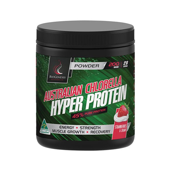 BioGenesis Australia Australian Chlorella Hyper Protein Strawberries & Cream Powder 200g