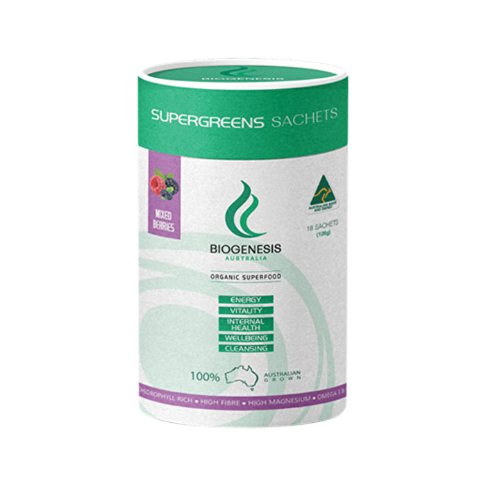 BioGenesis Australia Super Greens Mixed Berries Sachets 7g x 18 Pack