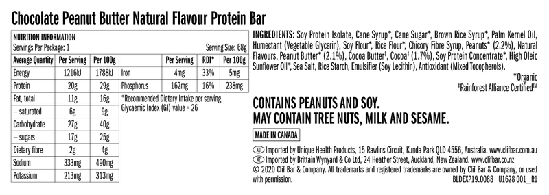 CLIF Builders Bar Chocolate Peanut Butter 68g