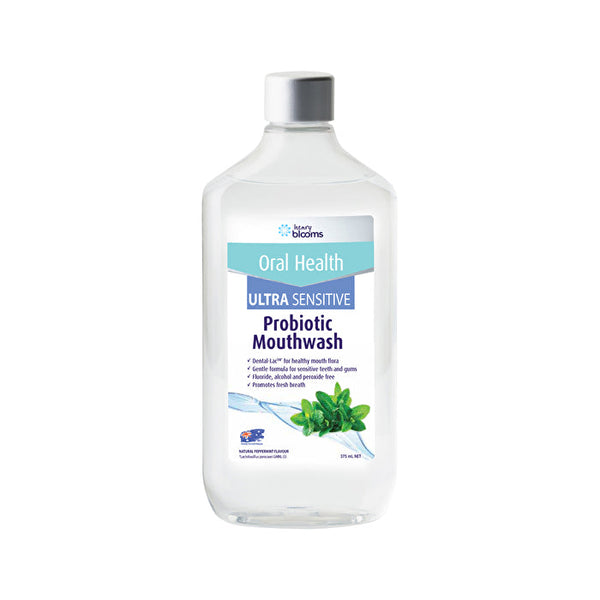 Henry Blooms Oral Health Probiotic Mouthwash Ultra Sensitive Peppermint 375ml