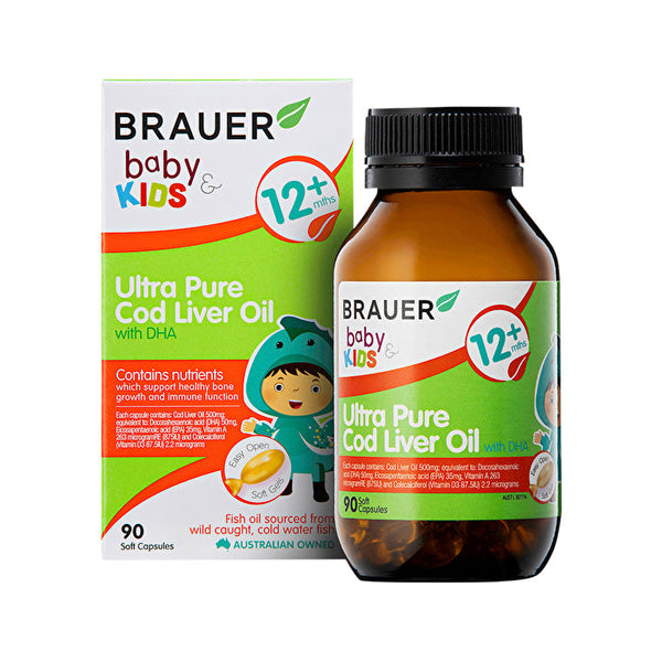 Brauer Baby & Kids Ultra Pure Cod Liver Oil with DHA (12+ months) 90c