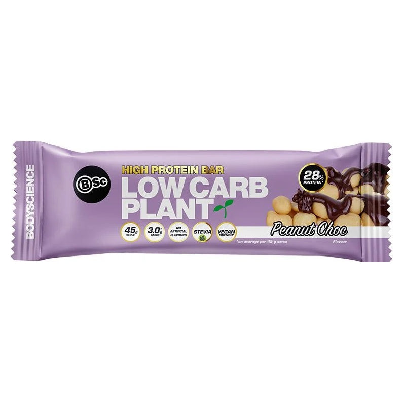 Body Science High Protein Low Carb Plant Bar 45g - Peanut Choc 12 Box