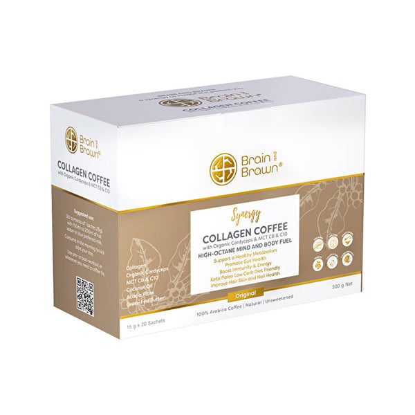 Brain And Brawn Brain and Brawn Collagen Keto Coffee Synergy (Organic Cordyceps & MCT C8 & C10) Sachets 15g x 20 Pack