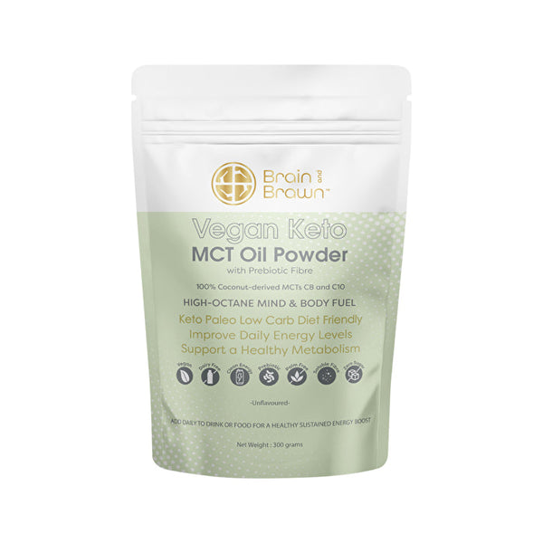 Brain And Brawn Brain and Brawn Vegan Keto MCT Oil Powder (with Prebiotic Fibre) Unflavoured 300g