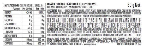 CLIF Bloks Energy Chews Black Cherry (50mg Caffeine) 60g