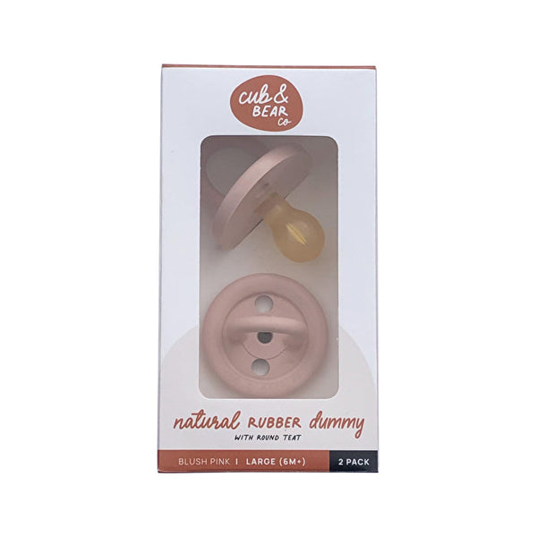 Cub And Bear Co Cub & Bear Co Natural Rubber Dummy Round Teat Large (6+ Months) Blush Pink Twin Pack