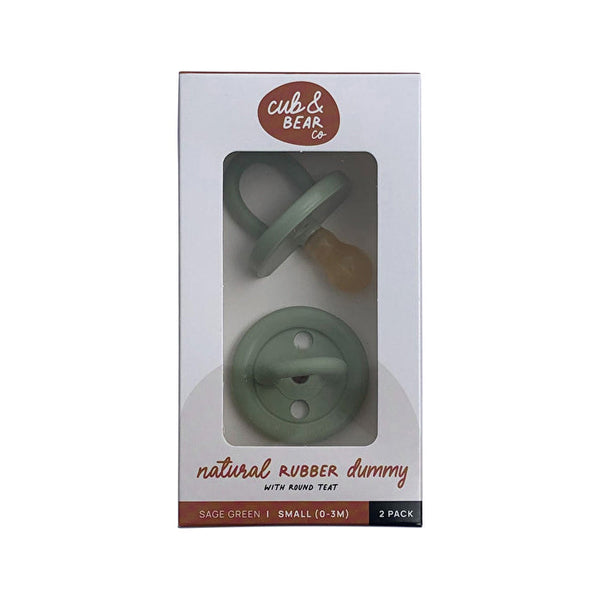 Cub And Bear Co Cub & Bear Co Natural Rubber Dummy Round Teat Small (0-3 Months) Sage Green Twin Pack