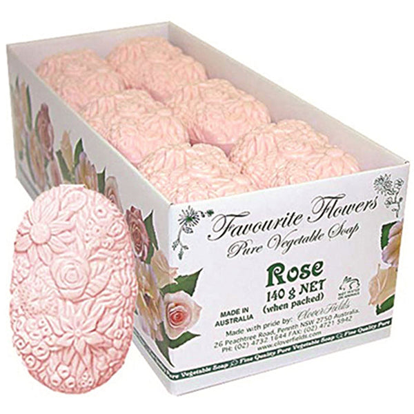 Clover Fields Favourite Flower (Pure Vegetable Soap) Rose 140g x 12 Display