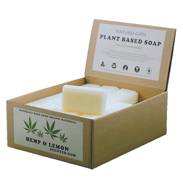 Clover Fields Natures Gifts Plant Based Soap Hemp & Lemon Scented Gum 100g x 36 Display