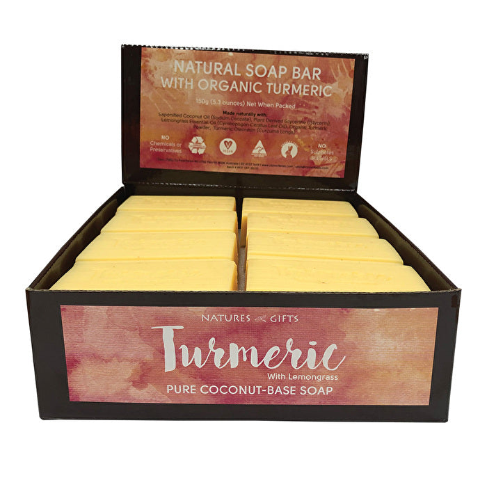 Clover Fields Natures Gifts Turmeric with Lemongrass Coconut-Base Soap 150g x 16 Display