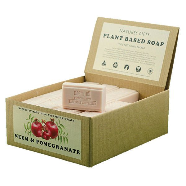 Clover Fields Natures Gifts Plant Based Soap Neem Oil & Pomegranate 100g x 36 Display