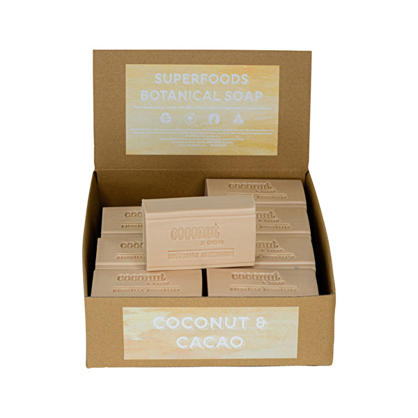 Clover Fields Superfood Botanical Coconut & Cacao Soap 150g x 16 Display