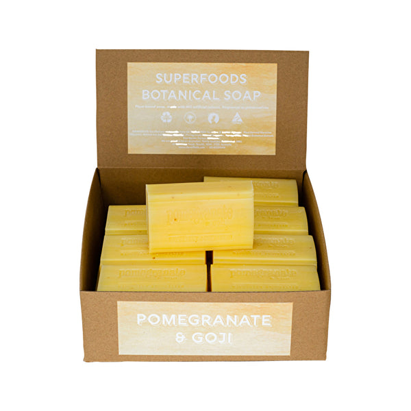 Clover Fields Superfood Botanical Pomegranate & Goji Soap 150g x 16 Display