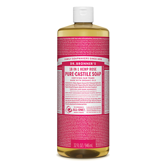 Dr. Bronner's Pure-Castile Soap Liquid (Hemp 18-in-1) Rose 946ml