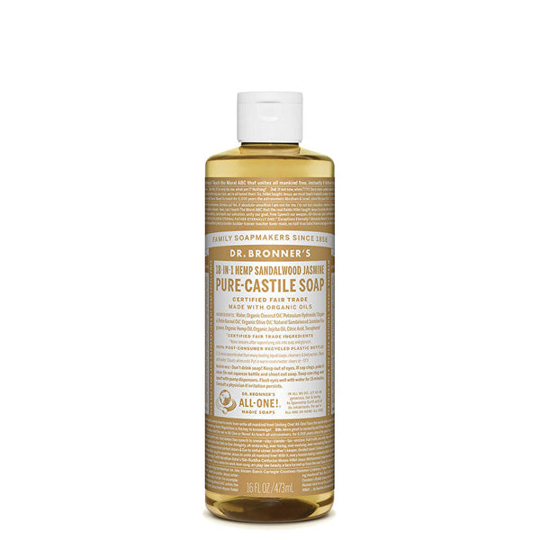 Dr. Bronner's Pure-Castile Soap Liquid (Hemp 18-in-1) Sandalwood Jasmine 473ml