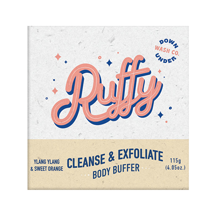 Downunder Wash Co . Ruffy Cleanse & Exfoliate Body Buffer Ylang Ylang & Sweet Orange 115g
