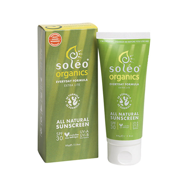 Soleo Organics All Natural Sunscreen SPF30 Everyday Formula Coconut (Extra Lite) 80g