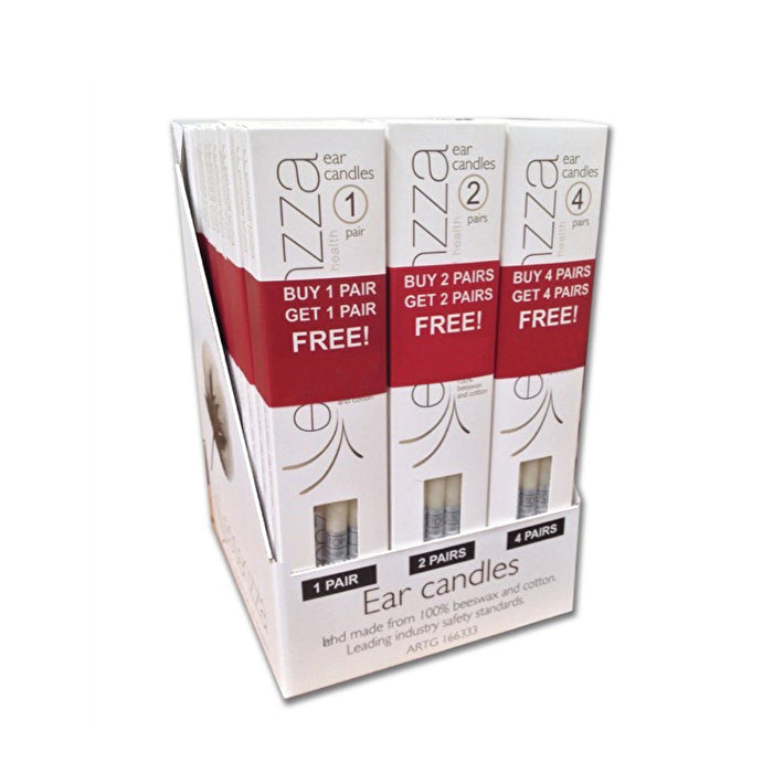 Essenzza Ear Candles 2 for 1 Bonus Mixed Display (contains: 6 x + , 6 x 2 Pair + 2 Pair & 3 x 4 Pair + 4 Pair) 1 Pair