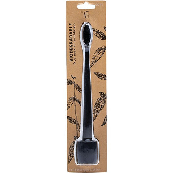The Natural Family Co . Bio Toothbrush Pirate Black with Stand