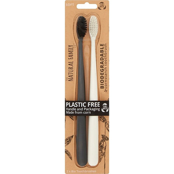 The Natural Family Co . Bio Toothbrush Ivory Desert & Pirate Black Twin Pack