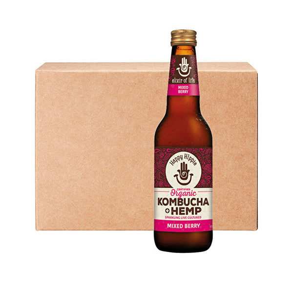 Happy Hippie Organic Kombucha + Hemp Mixed Berry 330ml x 12 Pack 7kg