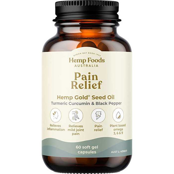 Hemp Foods Australia Pain Relief with Hemp Gold Seed Oil 60 Caps