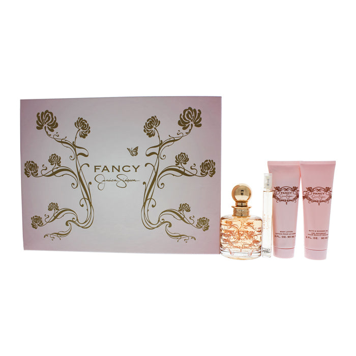 Jessica Simpson Fancy 4pc Set - Eau De Parfum & Body Lotion 90ml & Shower Gel 90ml & Purse Spray 10ml 100ml