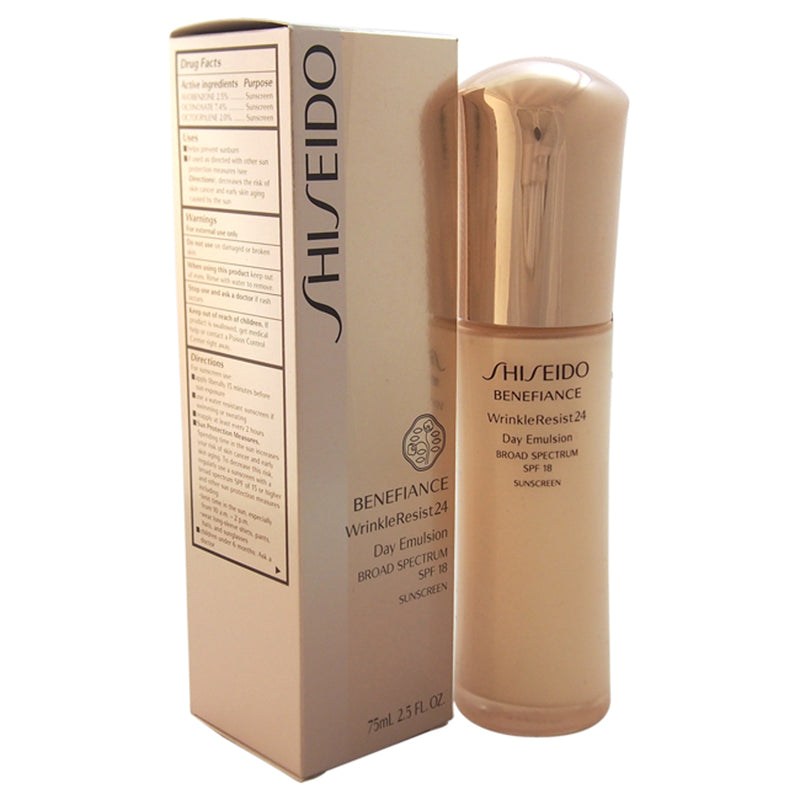 Shiseido Benefiance WrinkleResist24 Day Emulsion SPF 18 by Shiseido for Unisex - 2.5 oz Emulsion