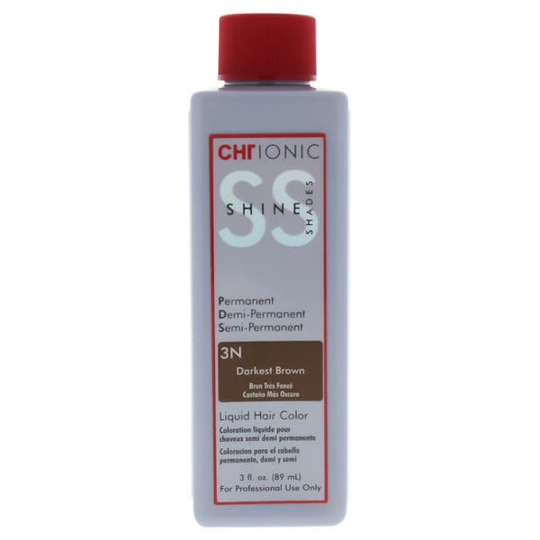 CHI Ionic Shine Shades Liquid Hair Color - 3N Darkest Brown by CHI for Unisex - 3 oz Hair Color