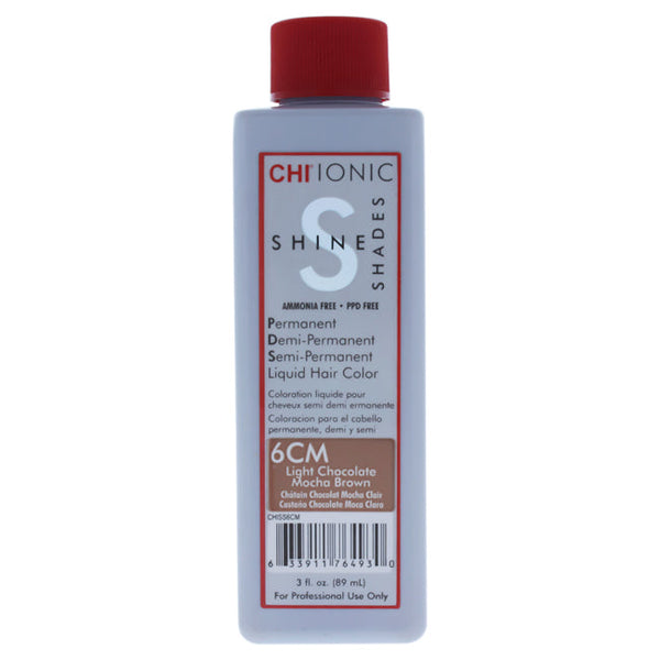 CHI Ionic Shine Shades Liquid Hair Color - 6CM Light Chocolate Mocha Brown by CHI for Unisex - 3 oz Hair Color