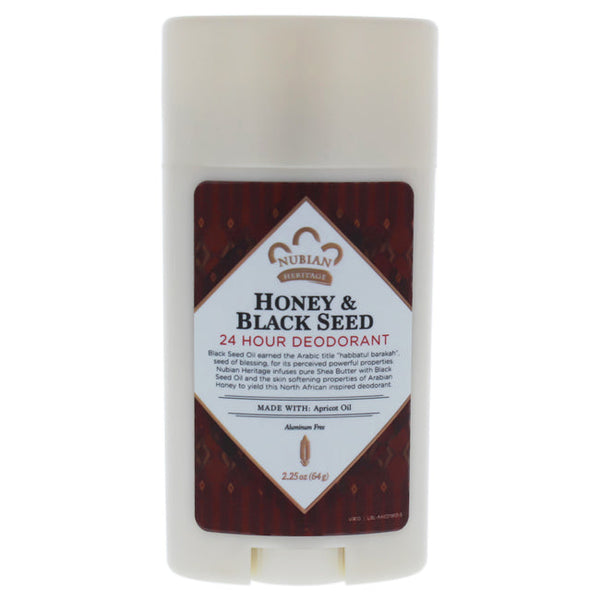 Nubian Heritage Honey and Black Seed 24 HR Deodorant Stick by Nubian Heritage for Unisex - 2.25 oz Deodorant Stick