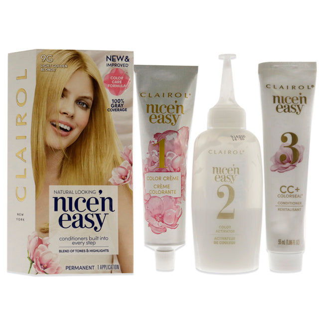 Nice n Easy Permanent Color - 9G Light Golden Blonde by Clairol for Women - 1 Application Hair Color