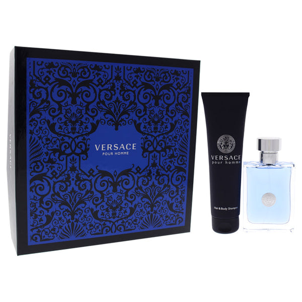 Versace Versace Pour Homme by Versace for Men - 2 Pc Gift Set 3.4oz EDT Spray, 5.0oz Hair and Body Shampoo