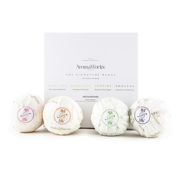 Aromaworks AromaBomb Quad Box Set by Aromaworks for Unisex - 4 x 8.81 Pc Set Nurture AromaBomb, Serenity AromaBomb, Inspire AromaBomb, Soulful AromaBomb