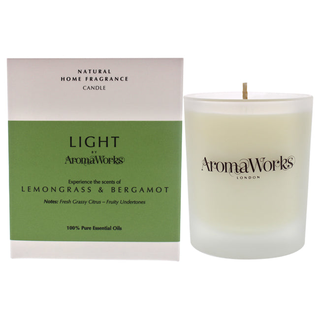 Aromaworks Light Candle - Lemongrass and Bergamot by Aromaworks for Unisex - 7.76 oz Candle