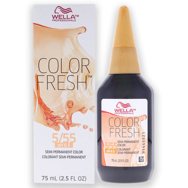 Wella Color Fresh Semi-Permanent Color - 5 55 Light Brown-Intense Red Violet by Wella for Unisex - 2.5 oz Hair Color